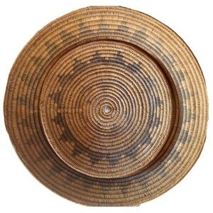 Rare 19th Century Navajo 26 & 16 Point Star Wedding Ceremonial Baskets Set of 2